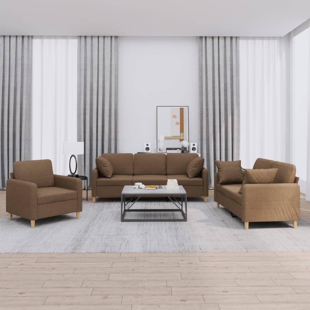3 personers sofa med puder stof brun