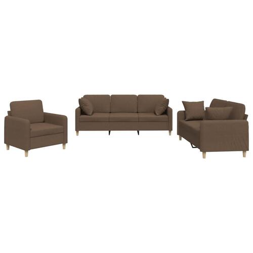 3 personers sofa med puder stof brun