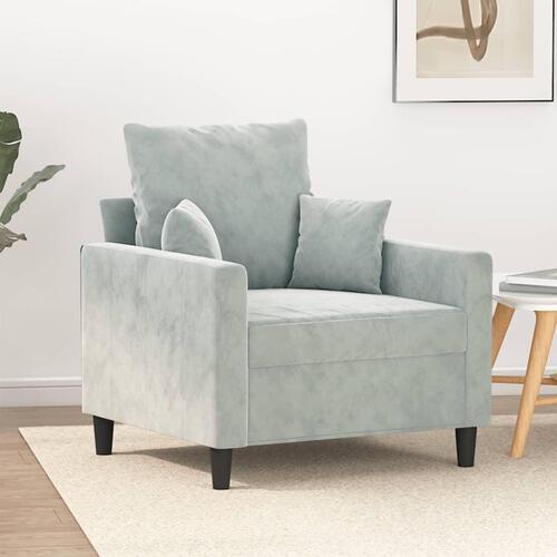 Lænestol 60 cm velour lysegrå