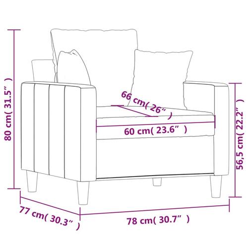 Lænestol 60 cm velour sort