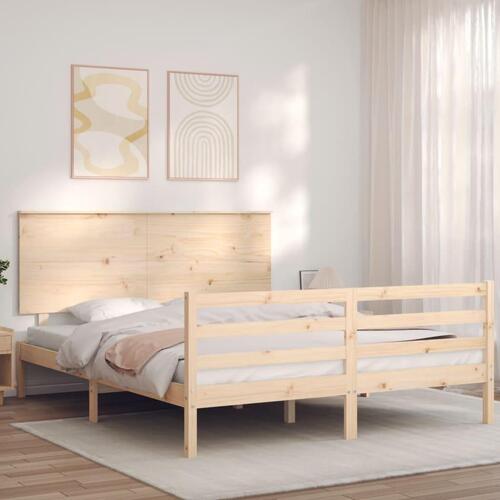 Sengeramme med sengegavl 160x200 cm massivt træ