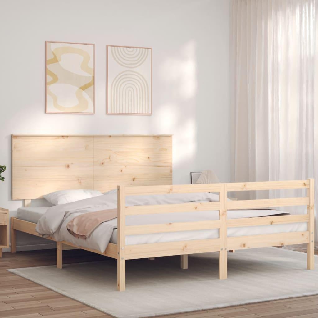 Sengeramme med sengegavl 160x200 cm massivt træ
