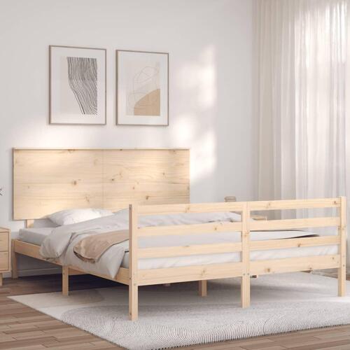 Sengeramme med sengegavl 160x200 cm massivt træ