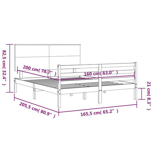 Sengeramme med sengegavl 160x200 cm massivt træ