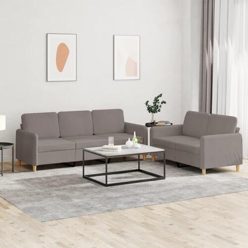 2 personers sofa med hynder stof gråbrun