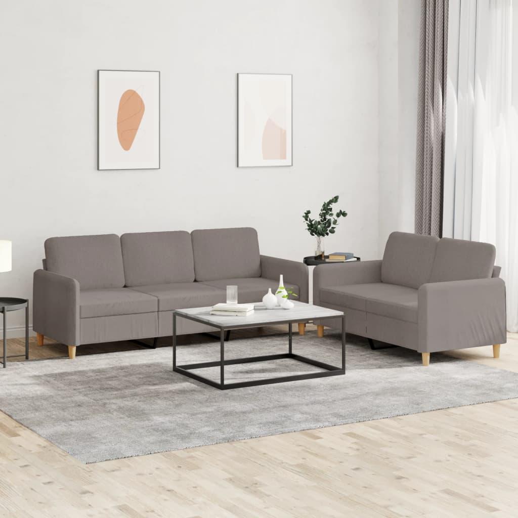 2 personers sofa med hynder stof gråbrun