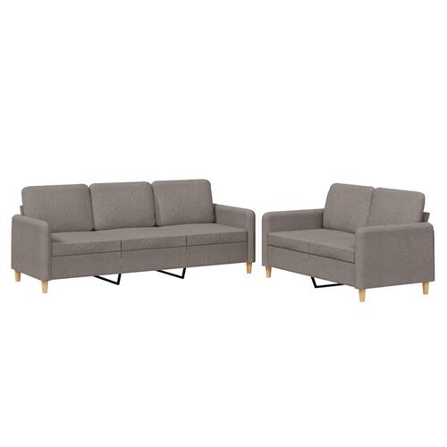 2 personers sofa med hynder stof gråbrun