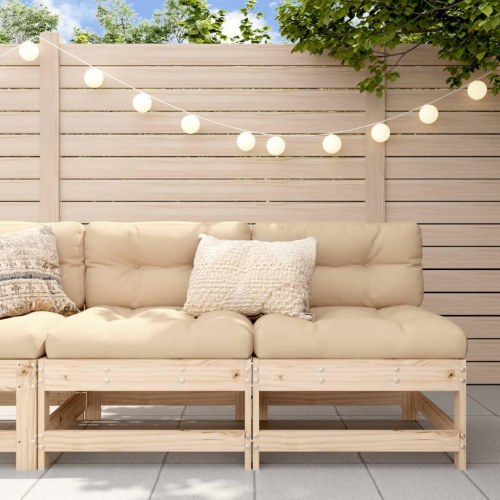 Midtermoduler til havesofa - 2 stk. i massivt fyrretræ, modulsofa til terrasse og have