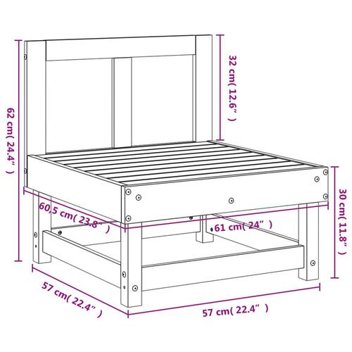 Midtermodul til sofa massivt fyrretræ gyldenbrun