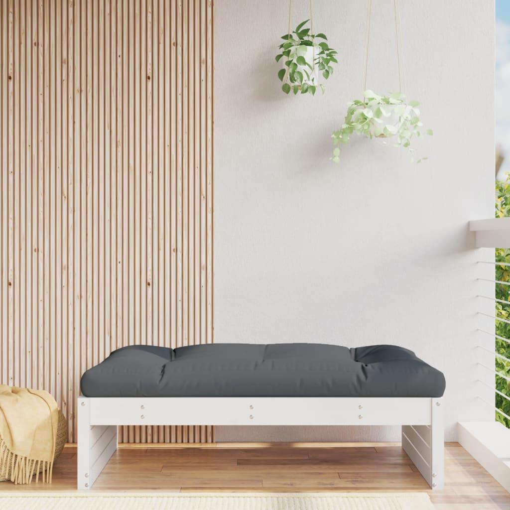 Udendørs fodskammel 120x80 cm massivt fyrretræ hvid