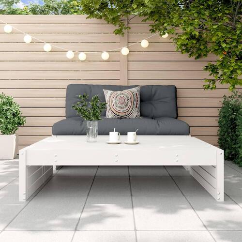 Udendørs fodskammel 120x80 cm massivt fyrretræ hvid