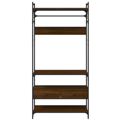 Klædeskab med skuffer 89x39x184,5 cm konstrueret træ brunt eg