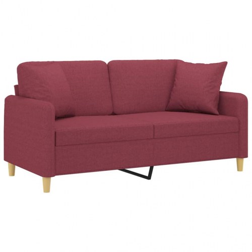 2-personers sofa med pyntepuder 140 cm - stof, vinrød