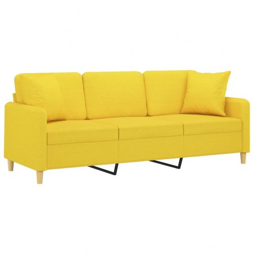 3-personers sofa med pyntepuder - stof, lysegul, 198 cm