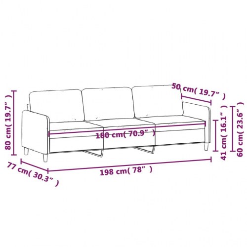 3-personers sofa i stof - brun, sædebredde 180 cm