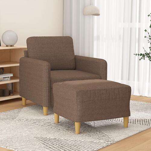 Sofastol med fodskammel 60 cm stof Brun