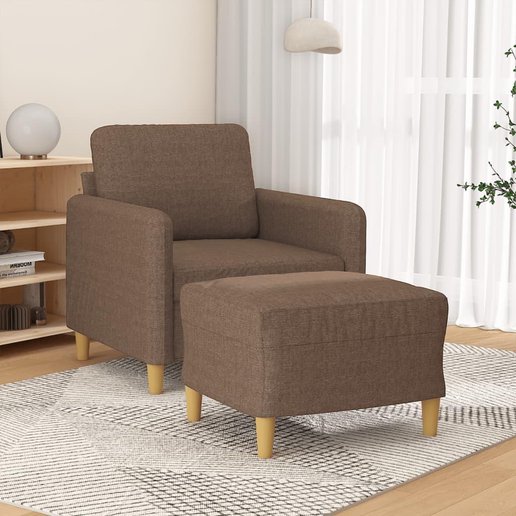 Sofastol med fodskammel 60 cm stof Brun