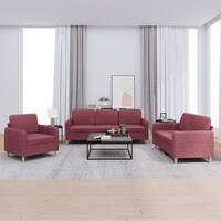 2 personers sofa med hynder stof vinrød