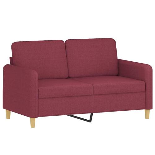 2 personers sofa med hynder stof vinrød