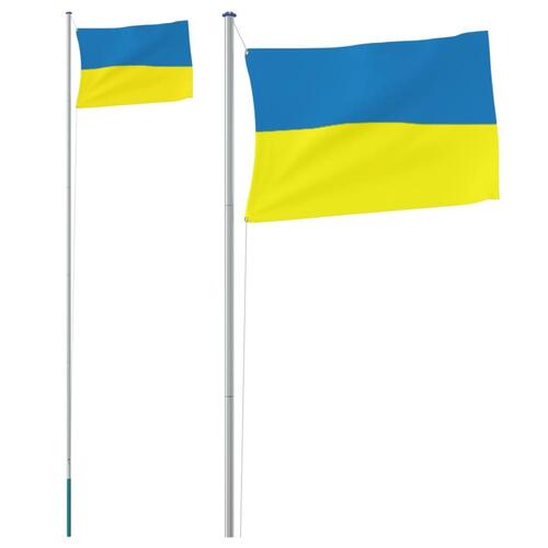 Ukraine flag og flagstang 6,23 m aluminium