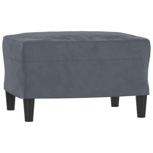 3-personers sofa med fodskammel 180 cm velour mørkegrå