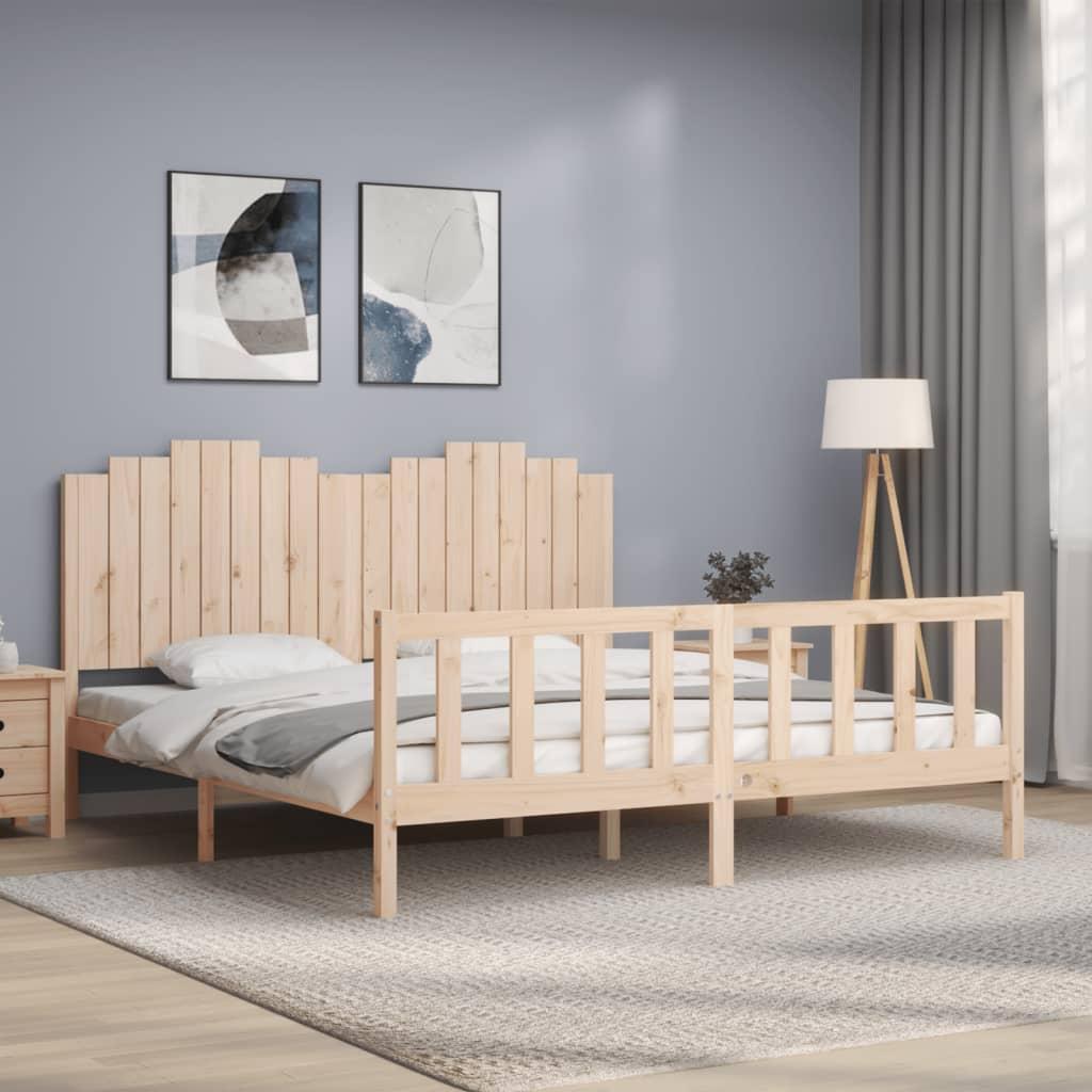 Sengeramme med sengegavl 180x200 cm massivt træ