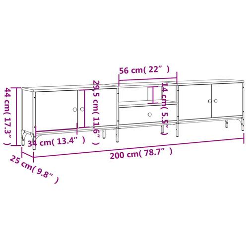 Tv-bord med skuffe 200x25x44 cm konstrueret træ røget egetræ