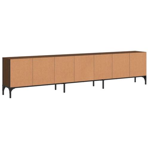 Tv-bord med skuffe 200x25x44 cm konstrueret træ brunt egetræ