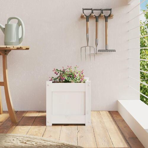 Plantekasse 31x31x31 cm massivt fyrretræ hvid