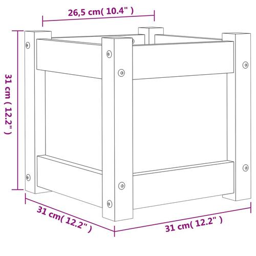 Plantekasse 31x31x31 cm massivt fyrretræ hvid