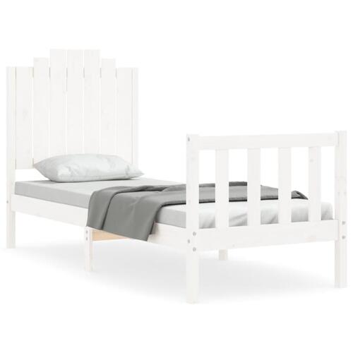 Sengeramme med sengegavl Small Single massivt træ hvid