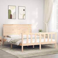 Sengeramme med sengegavl kingsize massivt træ