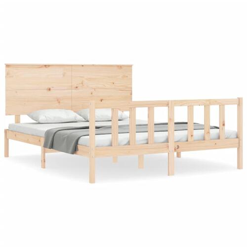 Sengeramme med sengegavl kingsize massivt træ