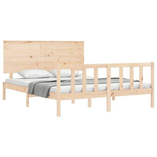 Sengeramme med sengegavl kingsize massivt træ