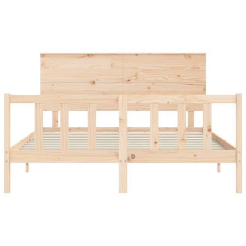 Sengeramme med sengegavl kingsize massivt træ