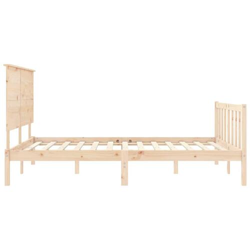 Sengeramme med sengegavl kingsize massivt træ