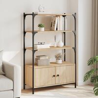 Bogreol med 3 hylder 70x30x109,5 cm konstrueret træ sonoma-eg