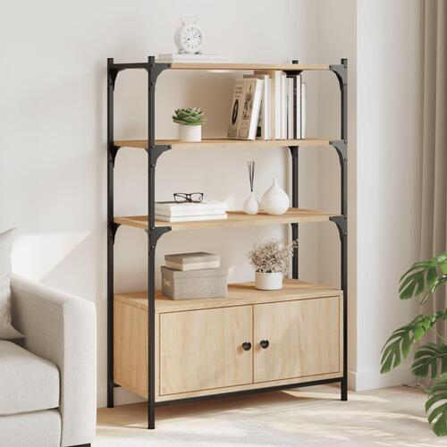 Bogreol med 3 hylder 70x30x109,5 cm konstrueret træ sonoma-eg