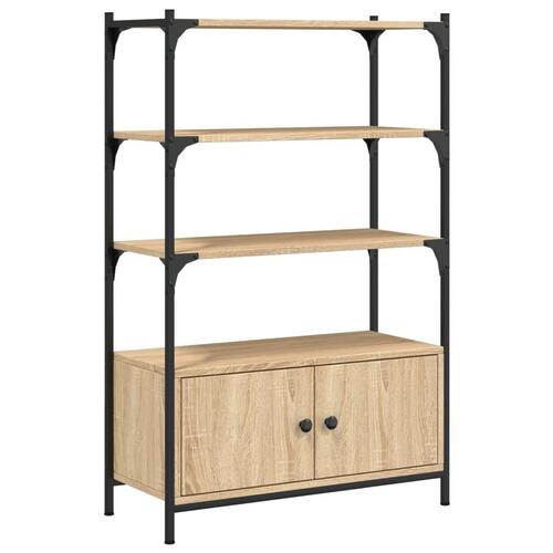 Bogreol med 3 hylder 70x30x109,5 cm konstrueret træ sonoma-eg