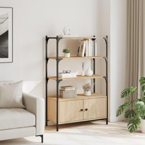 Bogreol med 3 hylder 70x30x109,5 cm konstrueret træ sonoma-eg