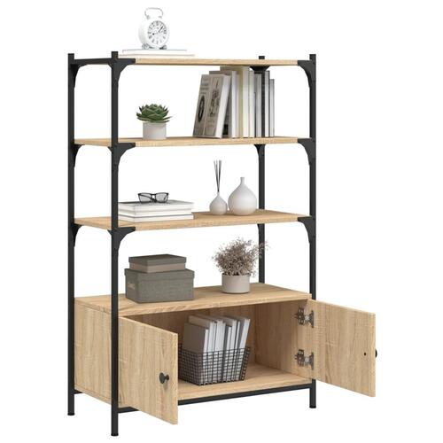 Bogreol med 3 hylder 70x30x109,5 cm konstrueret træ sonoma-eg
