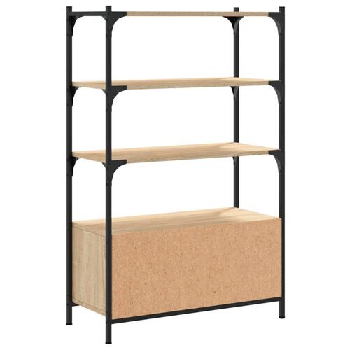 Bogreol med 3 hylder 70x30x109,5 cm konstrueret træ sonoma-eg