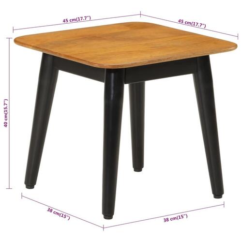 Sofabord 45x45x40 cm massivt mangotræ og jern