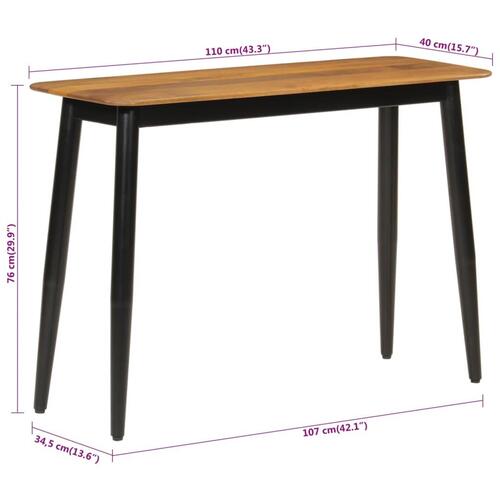 Konsolbord 110x40x76 cm massivt mangotræ og jern