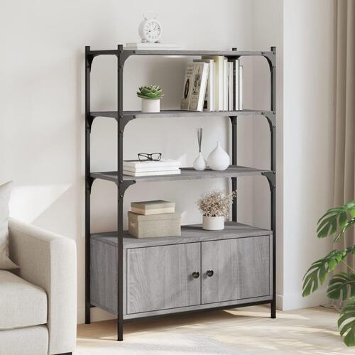 Bogreol 3 hylder 70x30x109,5 cm konstrueret træ grå sonoma-eg