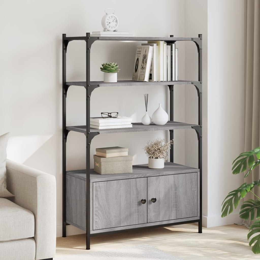 Bogreol 3 hylder 70x30x109,5 cm konstrueret træ grå sonoma-eg