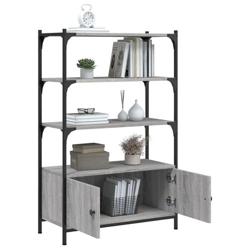Bogreol 3 hylder 70x30x109,5 cm konstrueret træ grå sonoma-eg