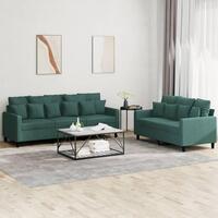 2 personers sofa med hynder velour mørkegrøn