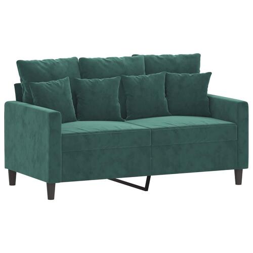 2 personers sofa med hynder velour mørkegrøn