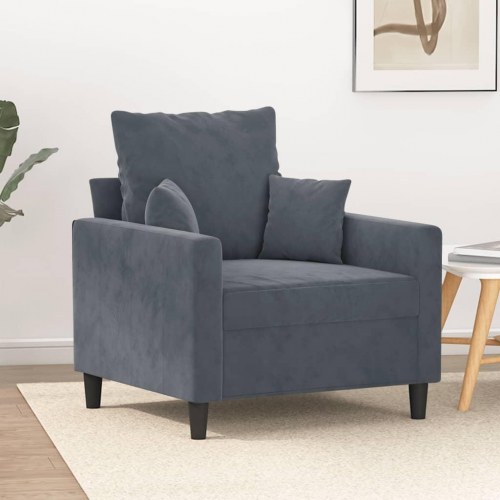 Lænestol i velour - 60 cm sædebredde, mørkegrå